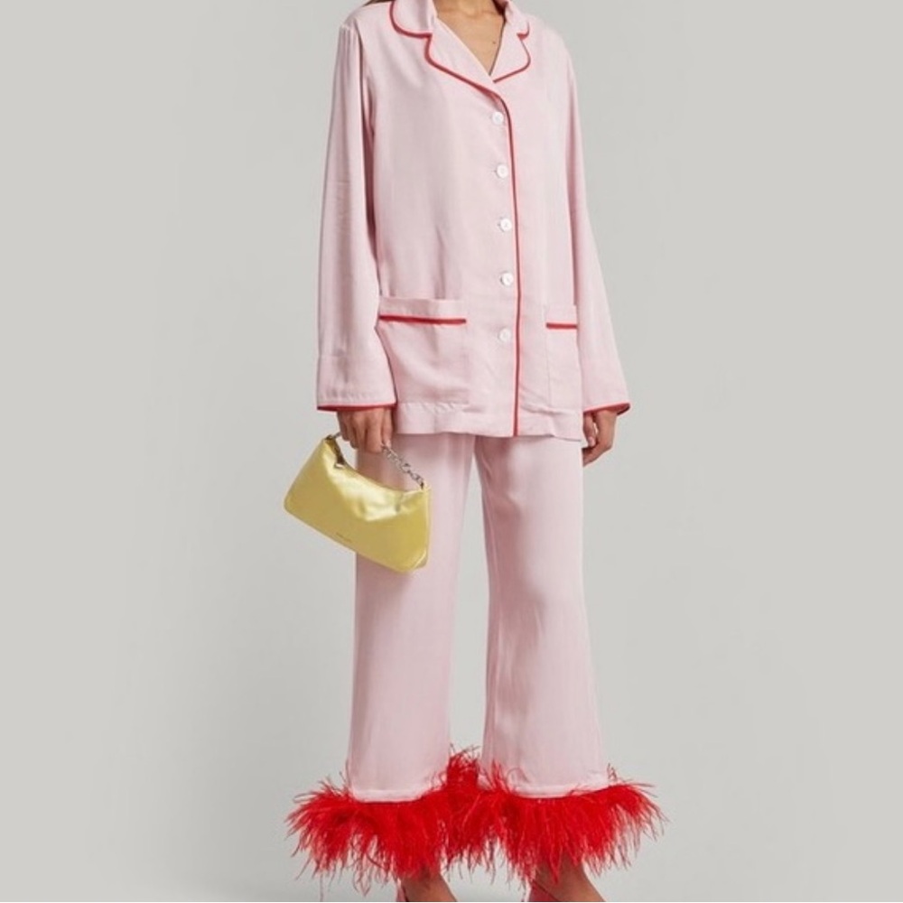 Sleeper pajama set pink + red feathers size S